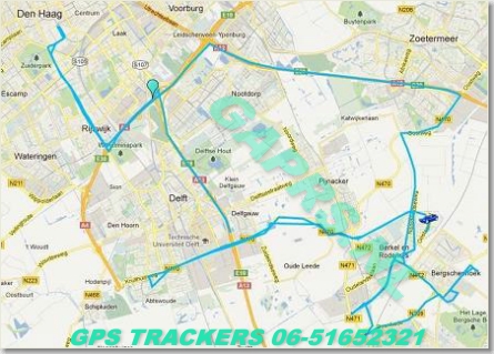 Google maps beeld van een gaprs magnetische gps trackr