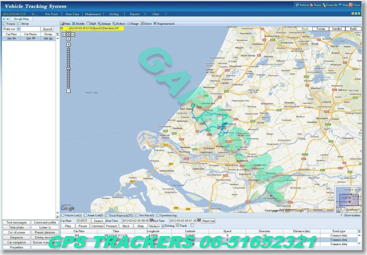 GAPRS gps tracker kaart West Nederland