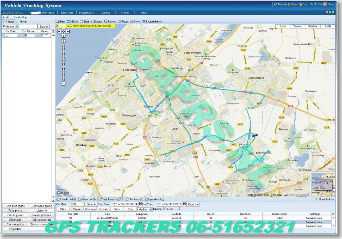 GAPRS gps tracker kaart ingezoomd Randstad