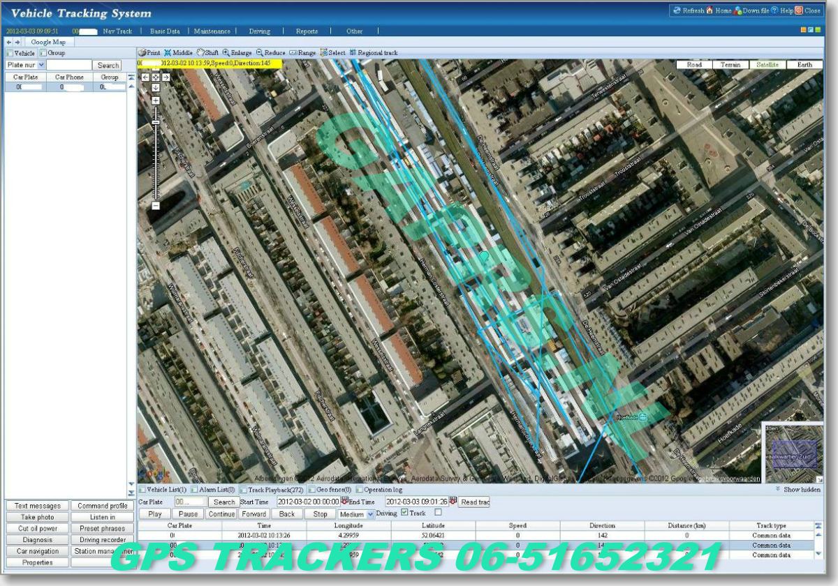Rondlopen op de Haagsche markt, GAPRS volgzender kaart ingezoomd op satellietbeeld