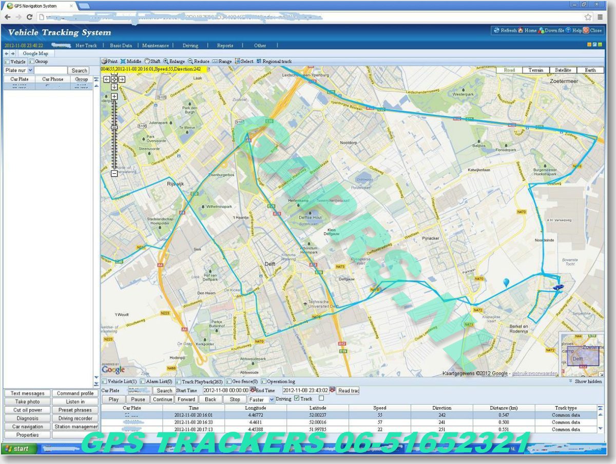 Rondlopen op de Haagsche markt, GAPRS gps tracker kaart ingezoomd op satellietbeeld