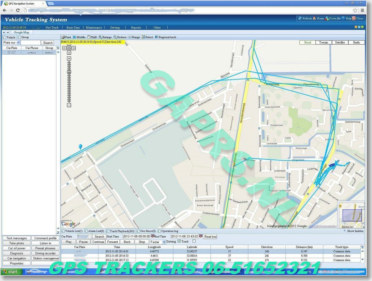 Rondlopen op de Haagsche markt, GAPRS gps tracker kaart ingezoomd op satellietbeeld