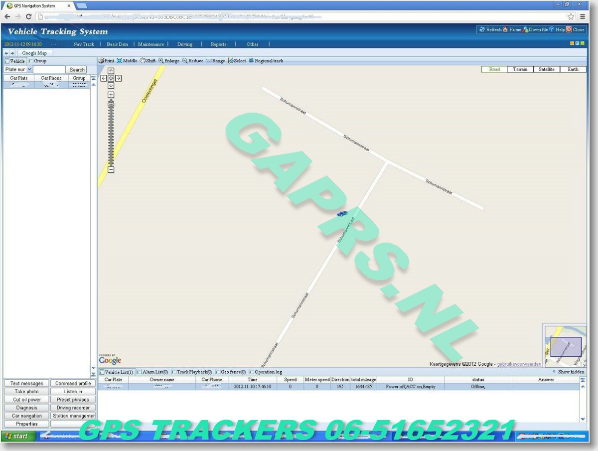 Rondlopen op de Haagsche markt, GAPRS gps tracker kaart ingezoomd op satellietbeeld
